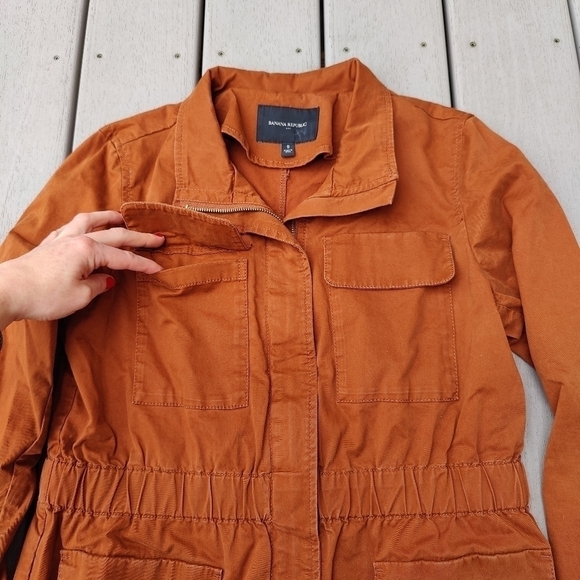 Banana Republic Rust Burnt Orange Military Utility Zip Up Jacket Womens S Small - Picture 4 of 13